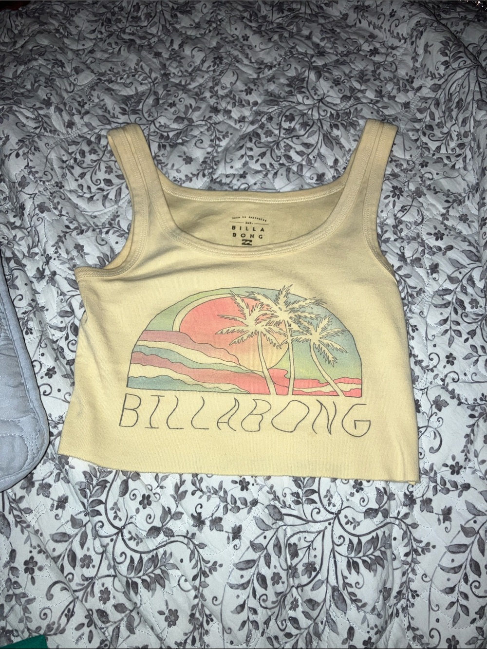 Billabong Pastel Yellow Palm Crop Tank